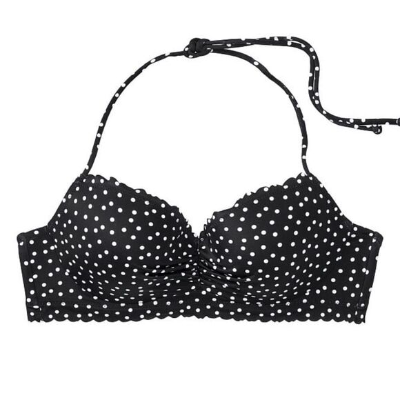 Victorias Secret Swim Zuma Sweetheart Demi Bikini top Halter black & white dots - Picture 3 of 4